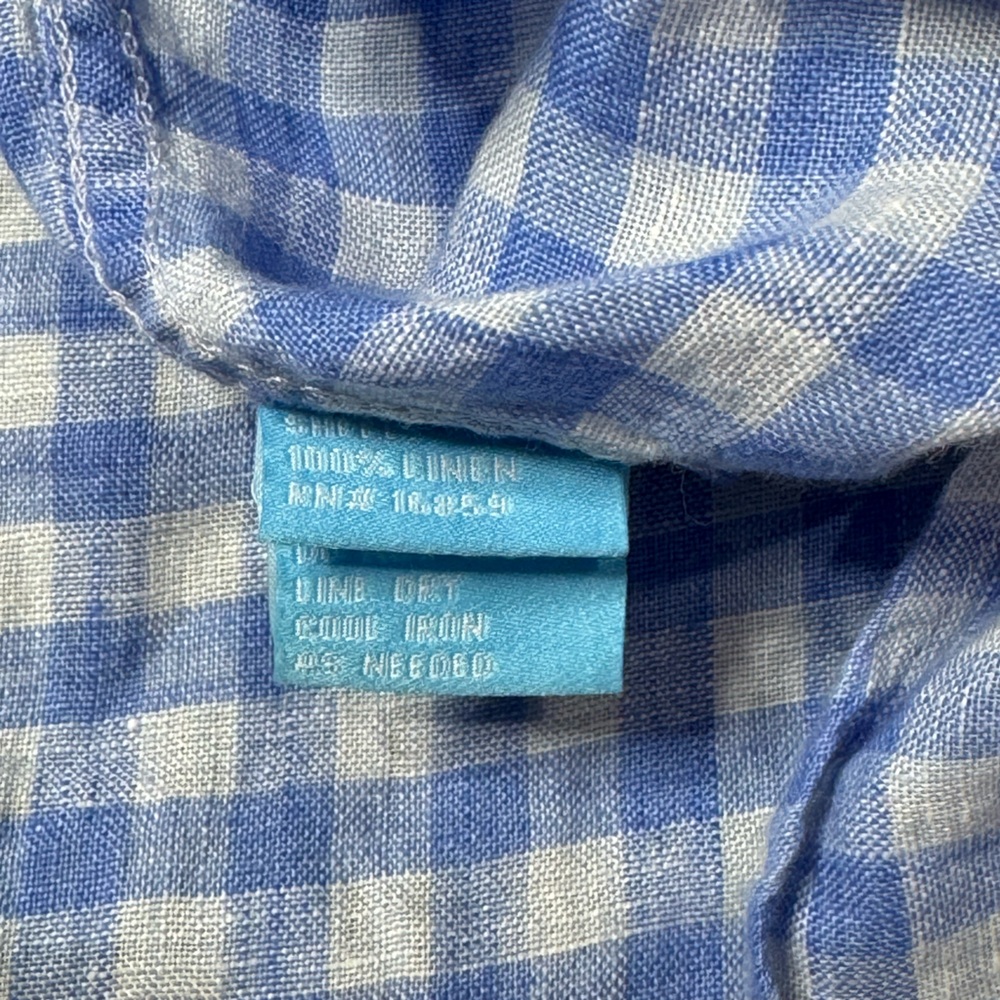 J. Mclaughlin Linen Gingham Button Down Shirt Siz… - image 4